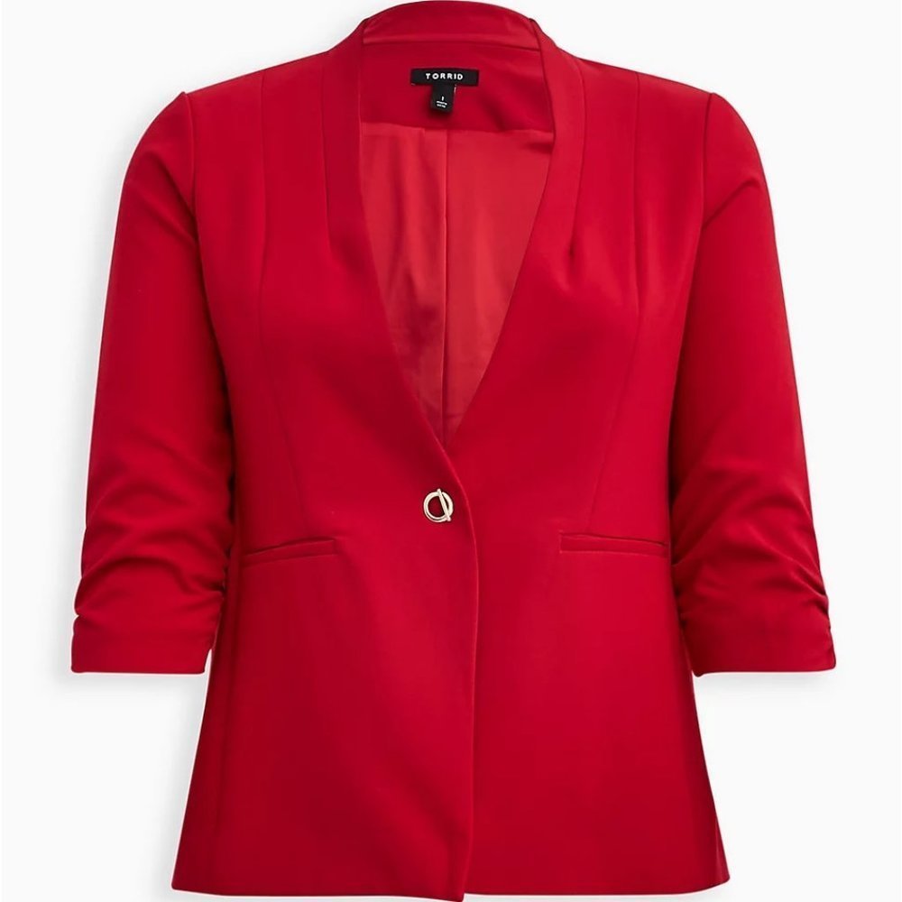 Torrid Collarless Red Blazer